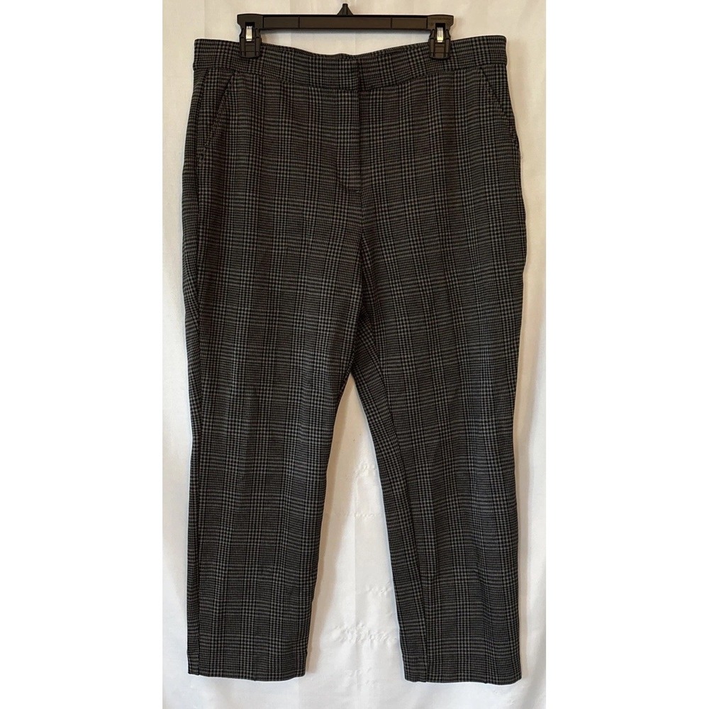 Banana Republic Gray Plaid Cropped Ankle Career Dress‎ Pants 14 Stretch Pockets